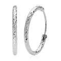 Rhodium Over Sterling Silver 20mm Wavy Textured Hoop Earrings (1.35 g) - Sticky add to cart bar