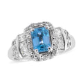 Cambodian Blue Zircon and Natural White Zircon Ring in Platinum Over Sterling Silver 2.35 ctw - Sticky add to cart bar
