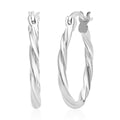 Rhodium Over Sterling Silver 20mm Twisted Hoop Earrings (1.80 g) - Sticky add to cart bar
