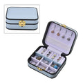 Light Blue Faux Leather Travel Jewelry Box with Lock (5.3"x4.5"x2") - Sticky add to cart bar