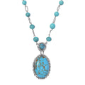 Karis Mojave Blue Turquoise Paper Clip Chain Station Necklace (18 Inches) in Platinum Bond 42.50 ctw - Sticky add to cart bar