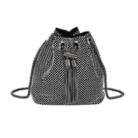 Black Iron & Crystal Sheeny Heart Shape Tassel Evening Clutch Bag (9.5"x6.7"x6.7")