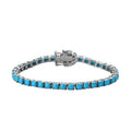 TLV American Natural Sleeping Beauty Turquoise, Moissanite Tennis Bracelet in Platinum Over Sterling Silver (8.00 In) (12 g) (Delivery in 5-7 Business Days) 13.40 ctw - Sticky add to cart bar