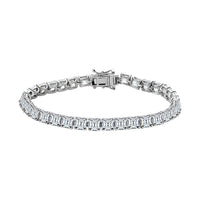 Asscher Cut Moissanite (Oct 5x5mm) Tennis Bracelet in Platinum Over Sterling Silver (6.50 In) (Delivery in 10-15 Business Days) 19.90 ctw