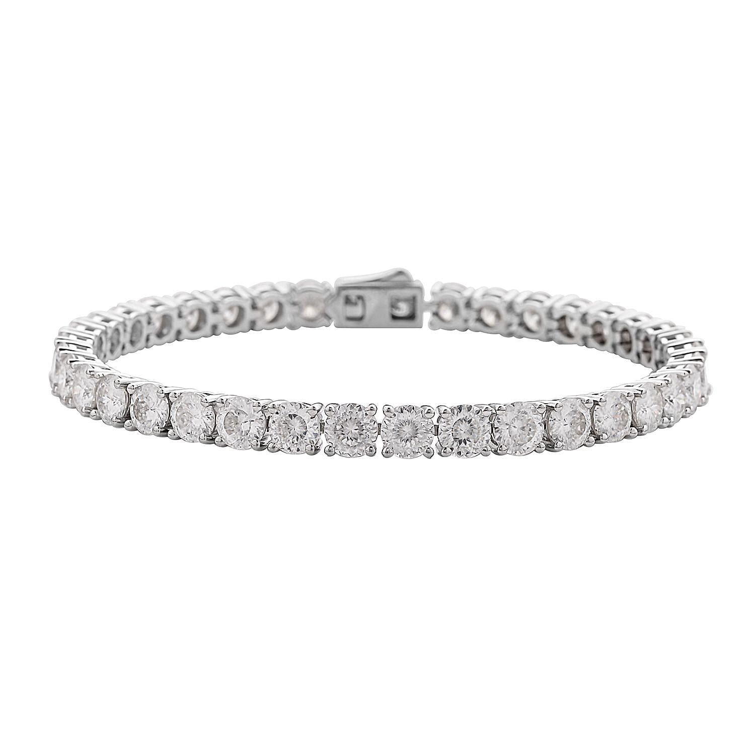 LUSTRO STELLA Made with Finest CZ Tennis Bracelet in Rhodium Over Sterling Silver (6.50 In) 10 Grams 28.35 ctw