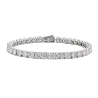LUSTRO STELLA Made with Finest CZ Tennis Bracelet in Rhodium Over Sterling Silver (6.50 In) 10 Grams 28.35 ctw