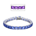 Asscher Cut Color Change Fluorite Tennis Bracelet in Rhodium Over Sterling Silver (6.50 In) 11.40 Grams 34.90 ctw - Sticky add to cart bar
