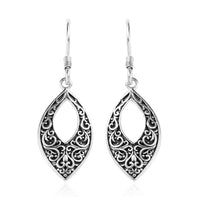 Sterling Silver Openwork Fish Hook Earrings 4.35 Grams