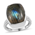 Malagasy Labradorite Solitaire Ring in Platinum Over Copper 10.90 ctw - Sticky add to cart bar