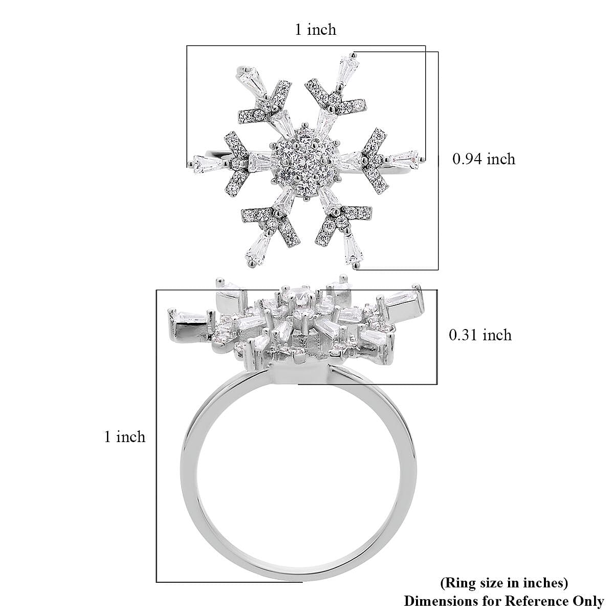 Simulated Diamond Spinner Ring in Silvertone (Size 10.0) 1.25 ctw