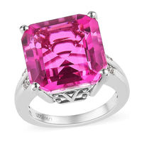 Radiant Orchid Quartz and Natural White Zircon Ring in Platinum Over Sterling Silver (Size 10.0) 11.65 ctw