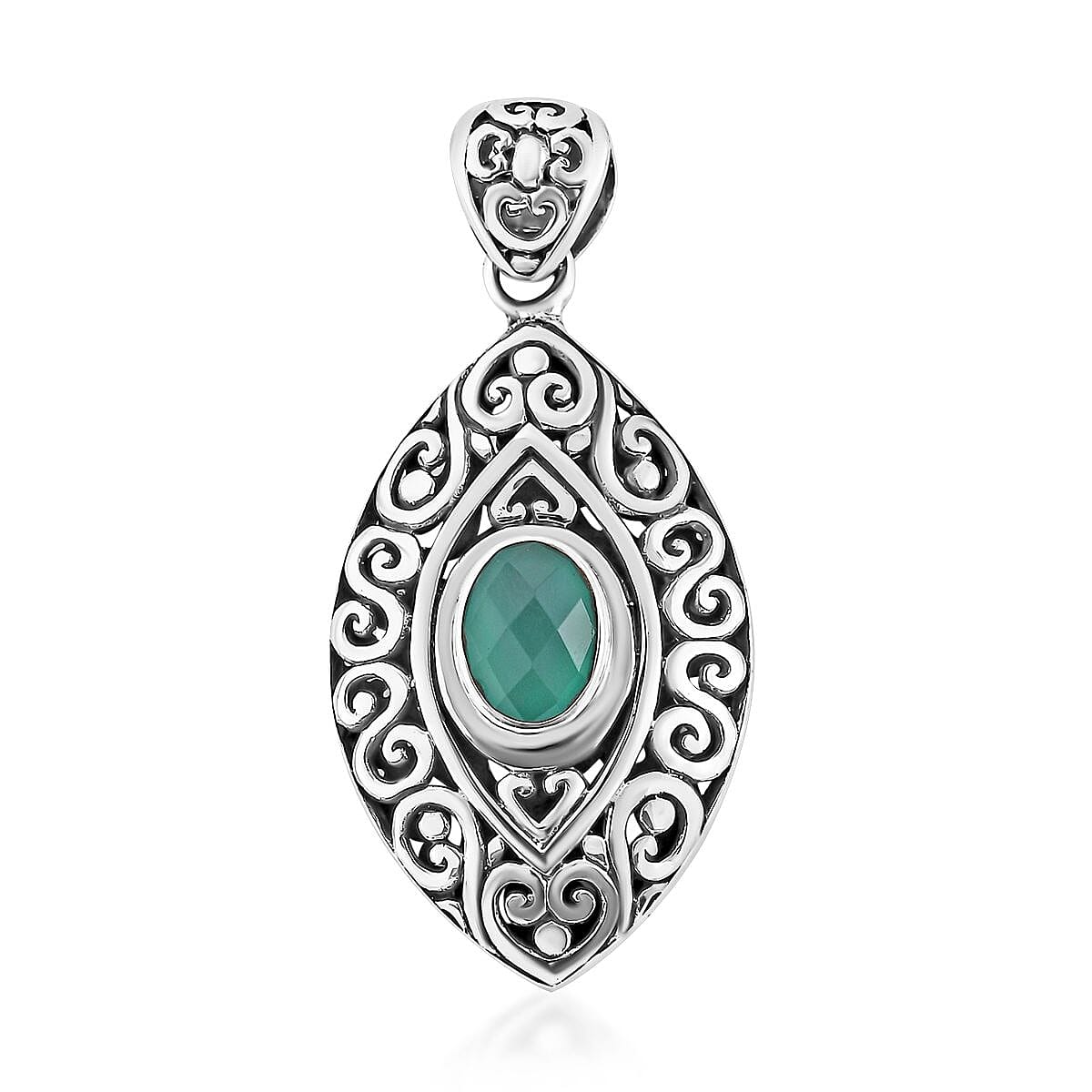 BALI LEGACY Green Onyx Pendant in Sterling Silver 1.10 ctw