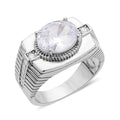 Simulated Diamond Men's Ring in Silvertone 8.25 ctw - Sticky add to cart bar