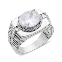 Simulated Diamond Men's Ring in Silvertone 8.25 ctw
