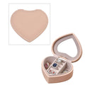 Pink Faux Leather Heart Shape Jewelry Box with Mirror (5 Ring Row, 2 Section) (3.94"x3.5"x2") - Sticky add to cart bar