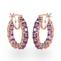 Rose De France Amethyst Inside Out Hoop Earrings in Vermeil Rose Gold Over Sterling Silver 7.15 ctw