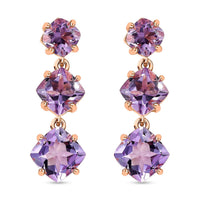 Rose De France Amethyst Dangling Earrings Vermeil Rose Gold Over Sterling Silver 9.50 ctw