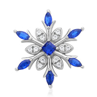 Simulated Blue and White Diamond Snowflake Pendant in Rhodium Over Sterling Silver 1.00 ctw