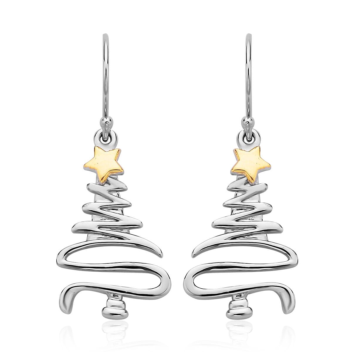 14K YG and Rhodium Over Sterling Silver Earrings 2.90 Grams