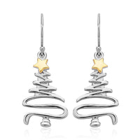 14K YG and Rhodium Over Sterling Silver Earrings 2.90 Grams