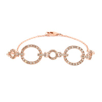 NY Closeout Natural Champagne Diamond Open Circle Bracelet in Vermeil Rose Gold Over Sterling Silver (7.50 In) 7.20 Grams 1.50 ctw