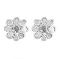 Polki Diamond Flower Stud Earrings in Platinum Over Sterling Silver 0.40 ctw