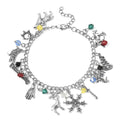Simulated Multi Gemstone Multi Charm Bracelet in Silvertone (8.00 In) - Sticky add to cart bar