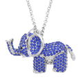 Gray and Green Austrian Crystal Elephant Pendant Necklace 24 Inches in Silvertone - Sticky add to cart bar