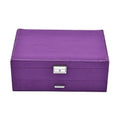 Purple Velvet 2 Tier Jewelry Box with Lock and Key (10.6"x7.48"x4") - Sticky add to cart bar
