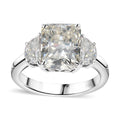 10K White Gold Radiant Cut Moissanite (Oct 10x8mm) Trilogy Ring (Size 10.0) 4.35 ctw - Sticky add to cart bar