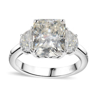10K White Gold Radiant Cut Moissanite (Oct 10x8mm) Trilogy Ring (Size 10.0) 4.35 ctw