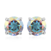 Mercury Mystic Topaz Solitaire Stud Earrings in Platinum Over Sterling Silver 1.90 ctw