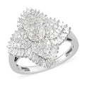 Diamond Cluster Ring in Platinum Over Sterling Silver - Sticky add to cart bar