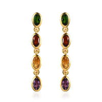 Multi Gemstone Dangle Earrings in Vermeil Yellow Gold Over Sterling Silver 1.85 ctw