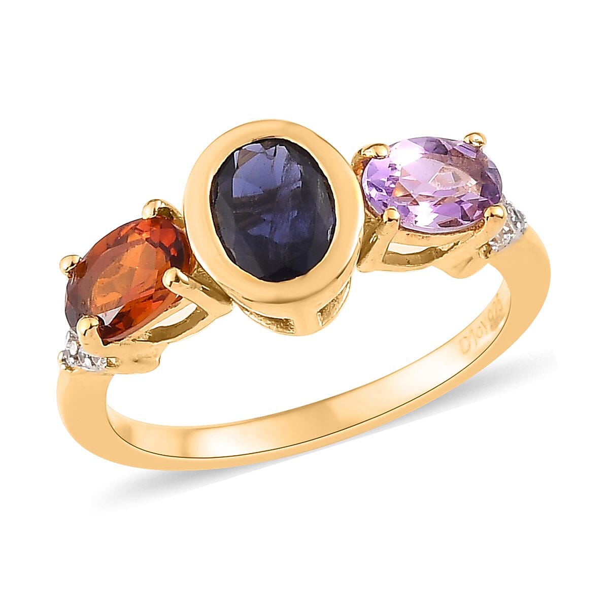 Catalina Iolite and Multi Gemstone Ring in Vermeil Yellow Gold Over Sterling Silver 1.50 ctw