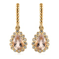 Pink Morganite and White Zircon Floral Pear Shaped Earrings in Vermeil YG Over Sterling Silver 3.75 ctw - Sticky add to cart bar