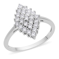 Simulated Diamond Marquise Shape Ring in Rhodium Over Sterling Silver