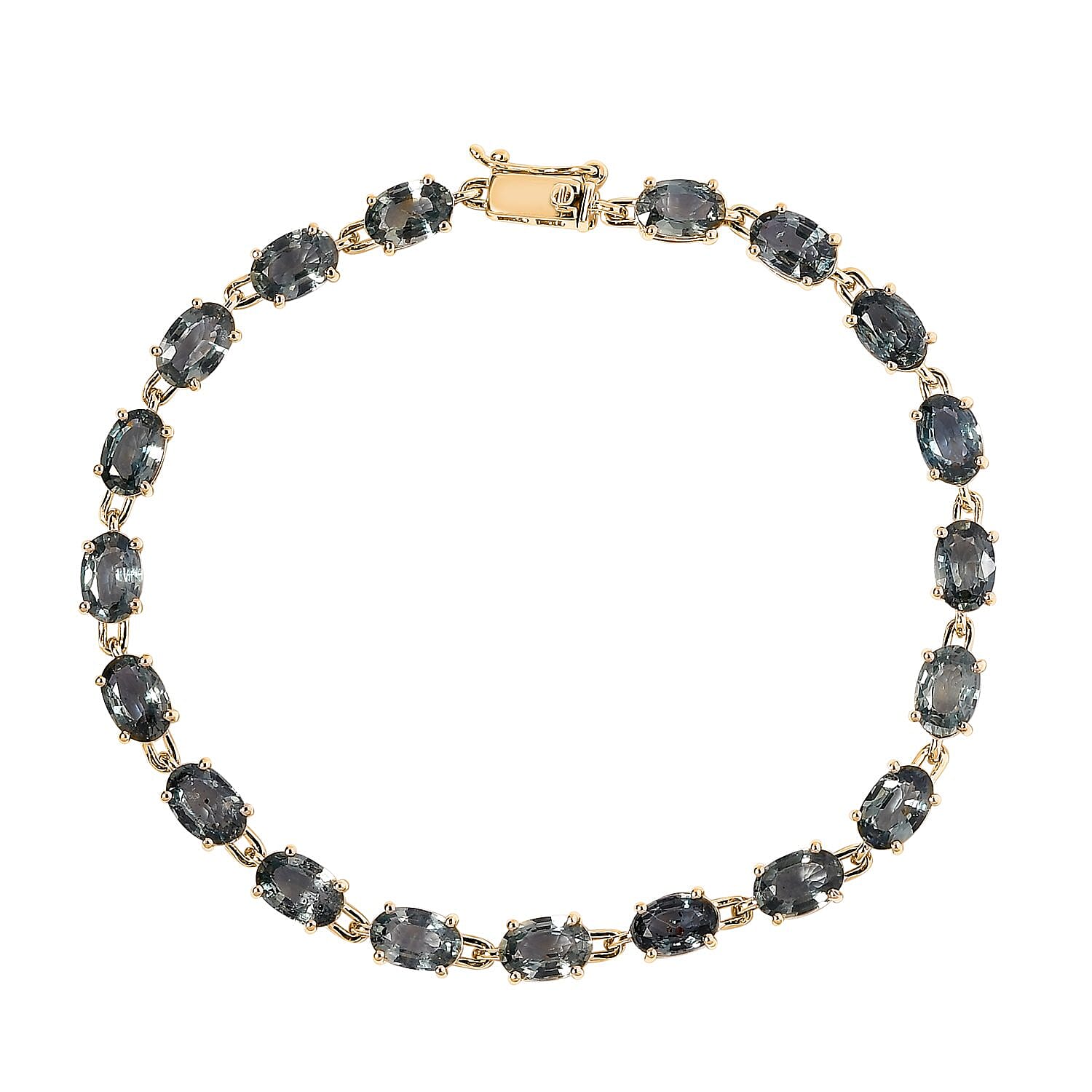LUXORO 14K Yellow Gold AAA Natural Parti Sapphire Tennis Bracelet (6.50 In) (3.25 g) 11.00 ctw