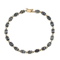 LUXORO 14K Yellow Gold AAA Natural Parti Sapphire Tennis Bracelet (6.50 In) (3.25 g) 11.00 ctw