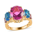 Radiant Orchid Quartz and Multi Gemstone Ring in Vermeil Yelllow Gold and Platinum Over Sterling Silver (Size 10.0) 7.25 ctw (Delivered in 3-5 Business Days) - Sticky add to cart bar