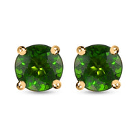 Luxoro Premium Chrome Diopside 1.00 ctw Solitaire Stud Earrings, 10K Yellow Gold Earrings, Gold Gifts For Her, Chrome Diopside Jewelry