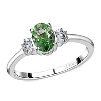 Luxoro 10K White Gold AA Tsavorite Garnet and Diamond Ring (Size 10.0) 0.85 ctw