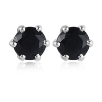 Midnight Sapphire Solitaire Stud Earrings in Platinum Over Sterling Silver 2.75 ctw