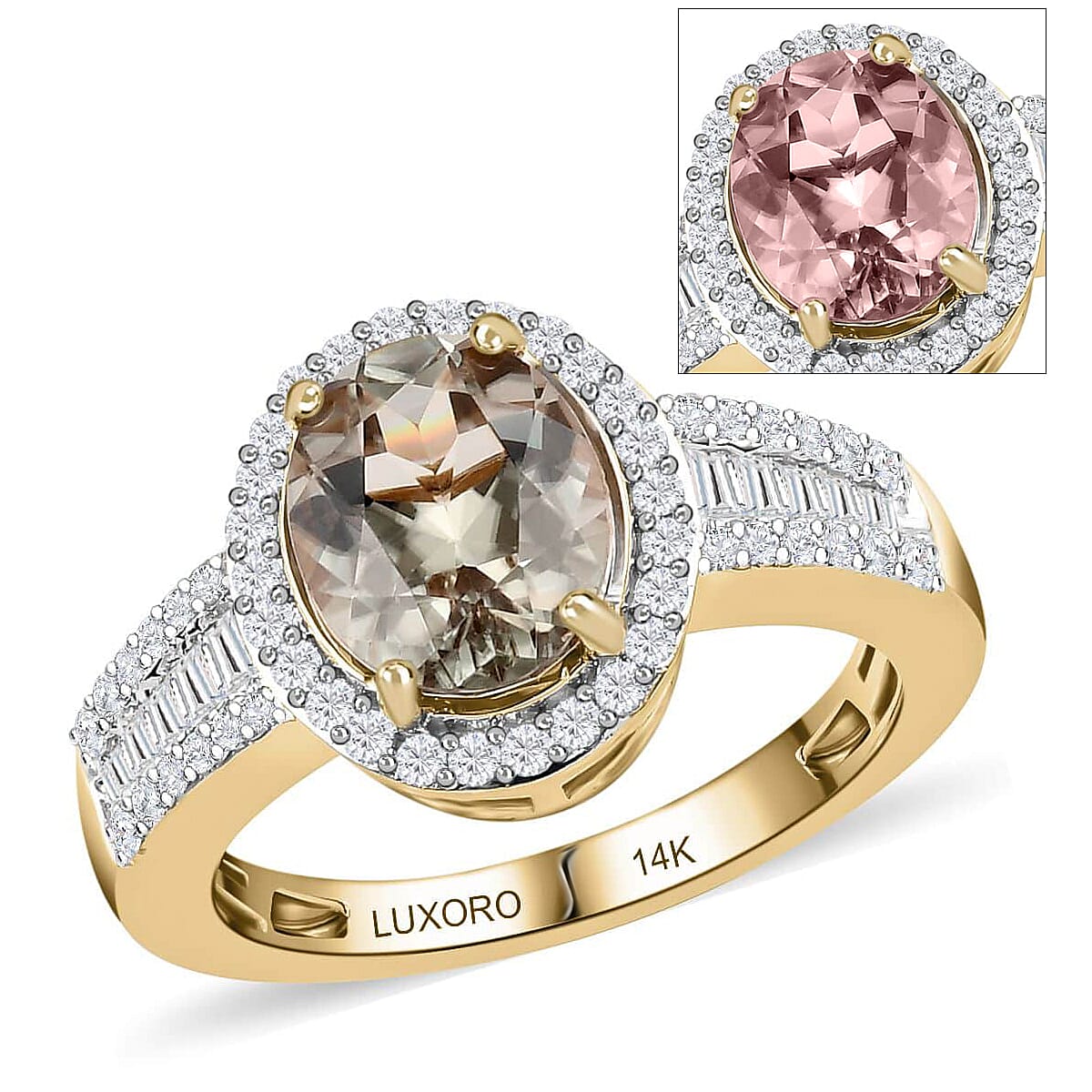 DOORBUSTER LUXORO 14K Yellow Gold AAA Turkizite, Diamond Cluster Ring (Size 10.0) (4.10 g) 2.90 ctw