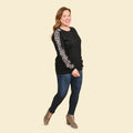 TAMSY Black 100% Cotton Knitted Fleece Sweat Shirt with Print on Sleeves Size - L - Sticky add to cart bar