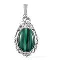 African Malachite Solitaire Pendant in Platinum Over Copper 14.25 ctw - Sticky add to cart bar