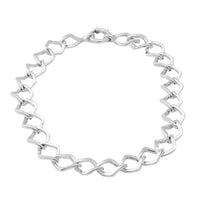 Designer Inspired Oversized Sterling Silver Statement Diamond Curb Necklace (19.75 Inches) (44.30 g)