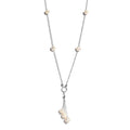 White Freshwater Pearl Station Necklace 20 Inches in Sterling Silver 25.90 ctw - Sticky add to cart bar
