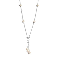 White Freshwater Pearl Station Necklace 20 Inches in Sterling Silver 25.90 ctw