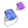 Color Change Fluorite (IR), Diamond (0.15 cts) Ring in Rhodium Over Sterling Silver (Size 10.0) 16.00 ctw - Sticky add to cart bar